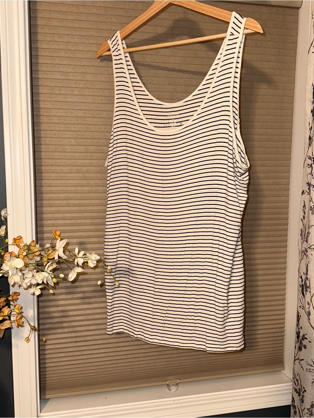 Maurices White Tank Top with Black Stripes